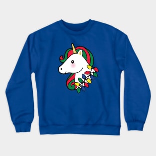 Christmas Unicorn With Lights Crewneck Sweatshirt